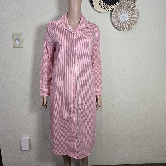 Lauren Ralph Lauren Pink Striped Women's Nightshirt Size Small - Picture 5 of 16